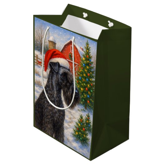 Kerry Blue Terrier Holiday Card Medium Cadeauzakje (Achterkant Gekanteld)