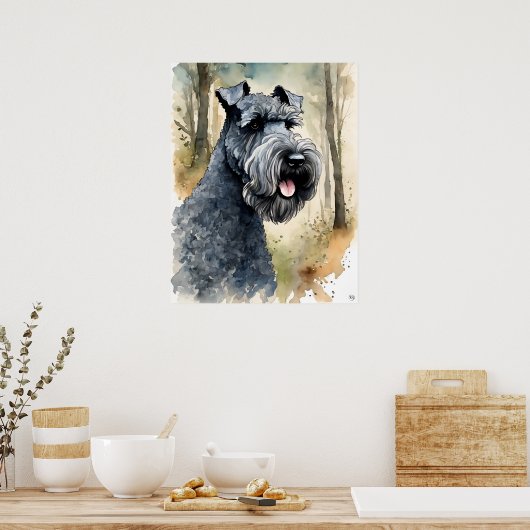 Kerry Blue Terrier - Hond Art Print (Keuken)