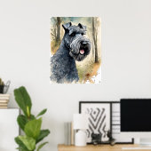 Kerry Blue Terrier - Hond Art Print (Thuiskantoor)