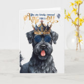 Kerry Blue Terrier Hondenkoning voor Dag Grappige  Kaart (Gele Bloem)