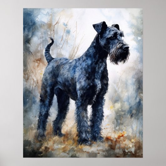 Kerry Blue Terrier Hondenkunst Print Poster (Voorkant)