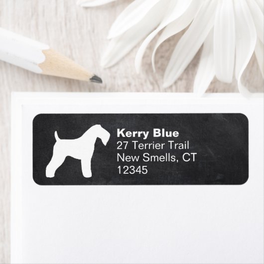Kerry Blue Terrier Hondenras Silhouette Etiket (Insitu)