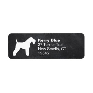 Kerry Blue Terrier Hondenras Silhouette Etiket