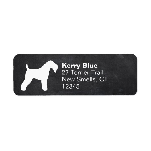 Kerry Blue Terrier Hondenras Silhouette Etiket (Voorkant)