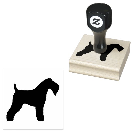 Kerry Blue Terrier Hondenras Silhouette Rubberstempel (Gestempeld)