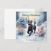 Kerry Blue Terrier in de sneeuw Winter Vrolijk Ker Feestdagenkaart (Voorkant / Achterkant)