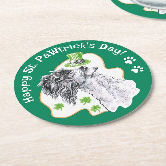 Kerry Blue Terrier Irish Dog Funny St Patricks Day Ronde Kartonnen Onderzetter (Gebogen)