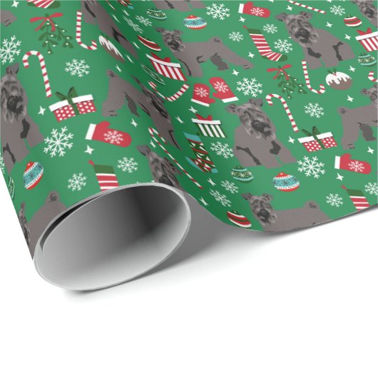 Kerry Blue Terrier-kersthond Cadeaupapier (Rol Hoek)