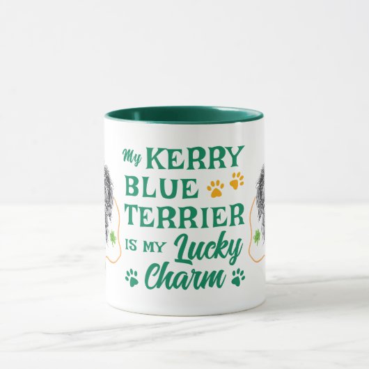 Kerry Blue Terrier Lucky Charm Iers Hondenliefhebb Mok (Midden)