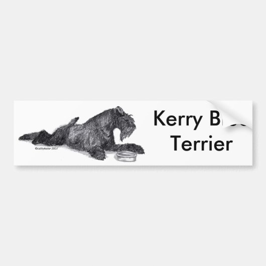 Kerry Blue Terrier met Bowl Bumpersticker (Voorkant)