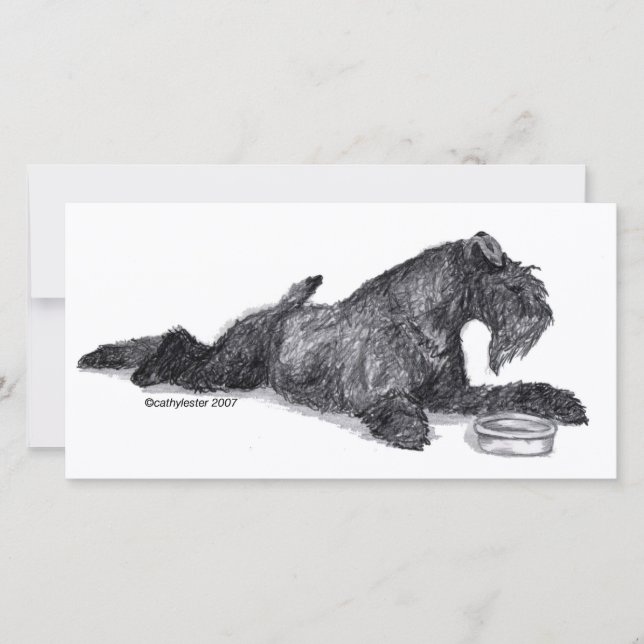 Kerry Blue Terrier met Kom (Voorkant)