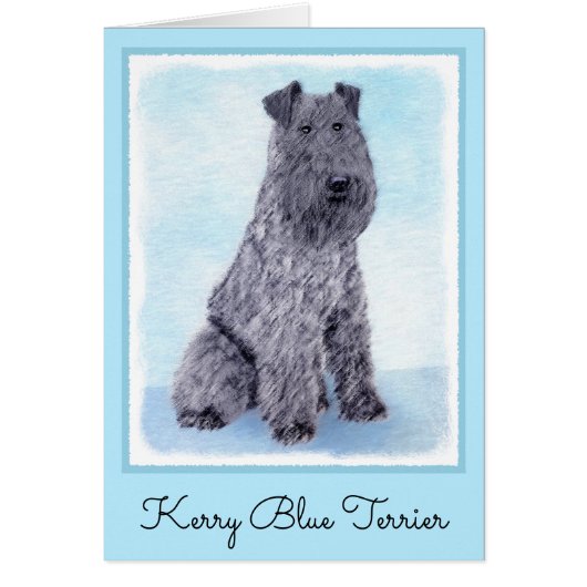 Kerry Blue Terrier Painting Cute Original Dog Art (Voorkant)