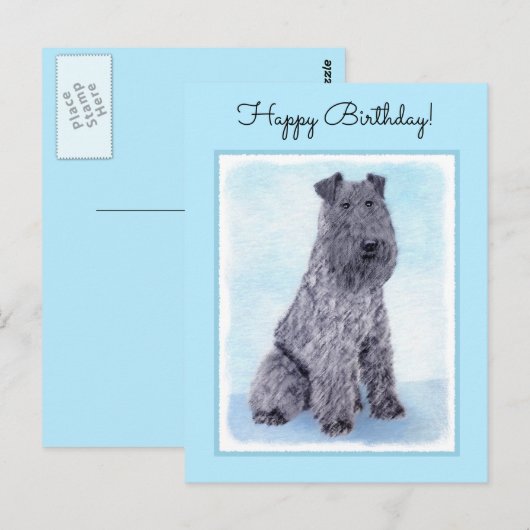 Kerry Blue Terrier Painting Cute Original Dog Art Briefkaart (Voorkant / Achterkant)