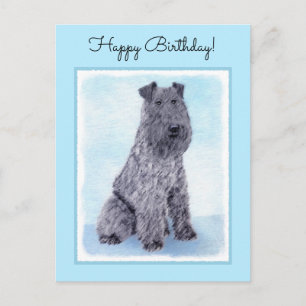 Kerry Blue Terrier Painting Cute Original Dog Art Briefkaart