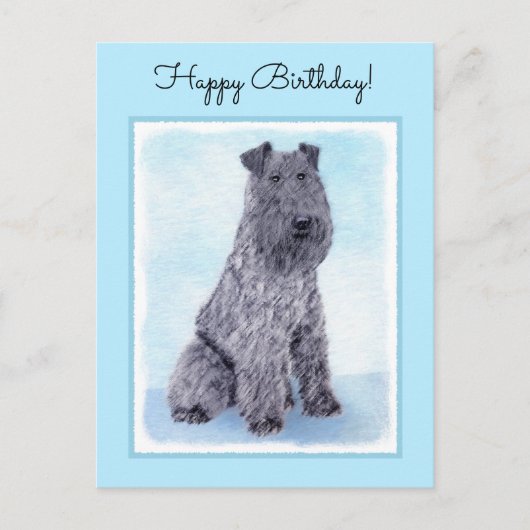 Kerry Blue Terrier Painting Cute Original Dog Art Briefkaart (Voorkant)