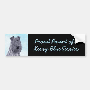 Kerry Blue Terrier Painting Cute Original Dog Art Bumpersticker