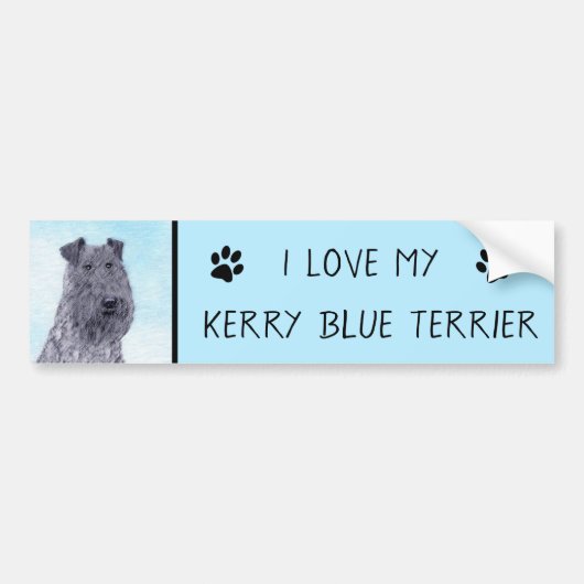 Kerry Blue Terrier Painting Cute Original Dog Art Bumpersticker (Voorkant)