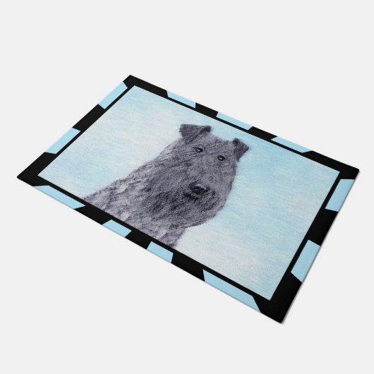Kerry Blue Terrier Painting Cute Original Dog Art Deurmat (Schuin)