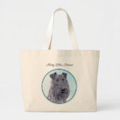 Kerry Blue Terrier Painting Cute Original Dog Art Grote Tote Bag (Voorkant)