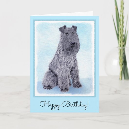 Kerry Blue Terrier Painting Cute Original Dog Art Kaart (Voorkant)