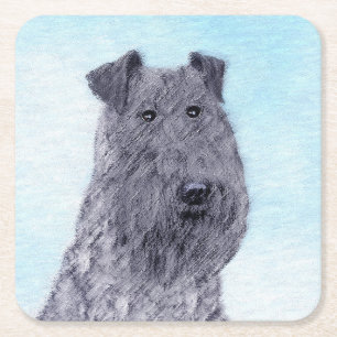Kerry Blue Terrier Painting Cute Original Dog Art Kartonnen Onderzetters