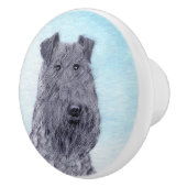 Kerry Blue Terrier Painting Cute Original Dog Art Keramische Knop (Rechts)