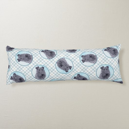 Kerry Blue Terrier Painting Cute Original Dog Art Lichaamskussen (Achterkant)