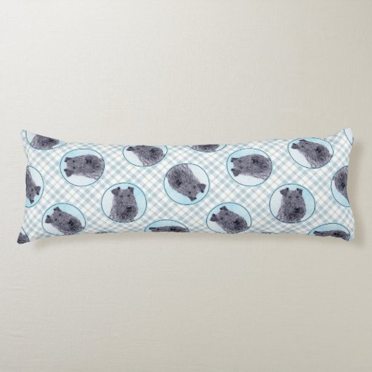 Kerry Blue Terrier Painting Cute Original Dog Art Lichaamskussen (Voorkant)