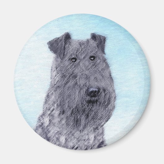 Kerry Blue Terrier Painting Cute Original Dog Art Magneet (Voorkant)