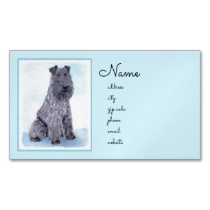 Kerry Blue Terrier Painting Cute Original Dog Art Magnetisch Visitekaartje