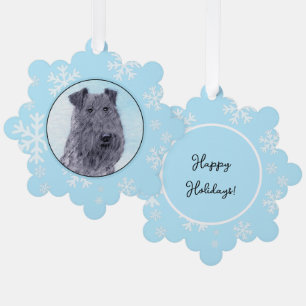Kerry Blue Terrier Painting Cute Original Dog Art Ornament Kaart