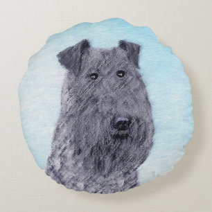Kerry Blue Terrier Painting Cute Original Dog Art Rond Kussen