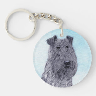 Kerry Blue Terrier Painting Cute Original Dog Art Sleutelhanger