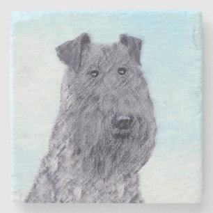 Kerry Blue Terrier Painting Cute Original Dog Art Stenen Onderzetter