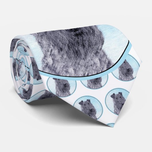 Kerry Blue Terrier Painting Cute Original Dog Art Stropdas (Opgerold)