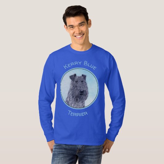 Kerry Blue Terrier Painting Cute Original Dog Art T-shirt (Voorkant volledig)