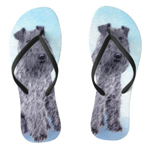 Kerry Blue Terrier Painting Cute Original Dog Art Teenslippers