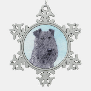 Kerry Blue Terrier Painting Cute Original Dog Art Tin Sneeuwvlok Ornament