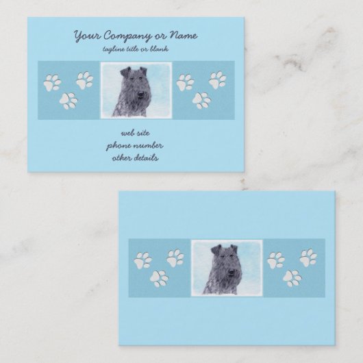 Kerry Blue Terrier Painting Cute Original Dog Art Visitekaartje (Voorkant / Achterkant)