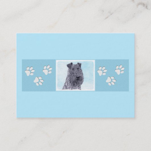 Kerry Blue Terrier Painting Cute Original Dog Art Visitekaartje (Achterkant)