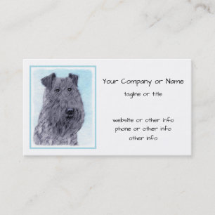 Kerry Blue Terrier Painting Cute Original Dog Art Visitekaartje