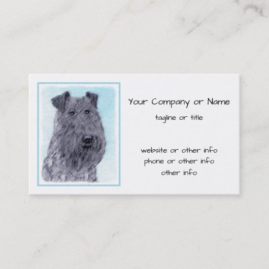 Kerry Blue Terrier Painting Cute Original Dog Art Visitekaartje (Voorkant)