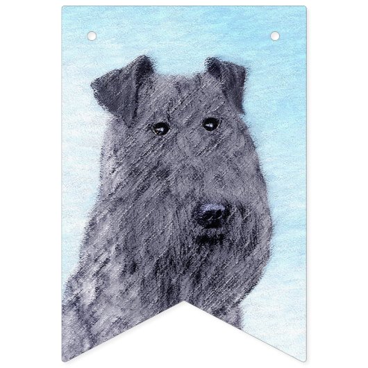 Kerry Blue Terrier Painting Cute Original Dog Art Vlaggetjes (Tweede vlag)