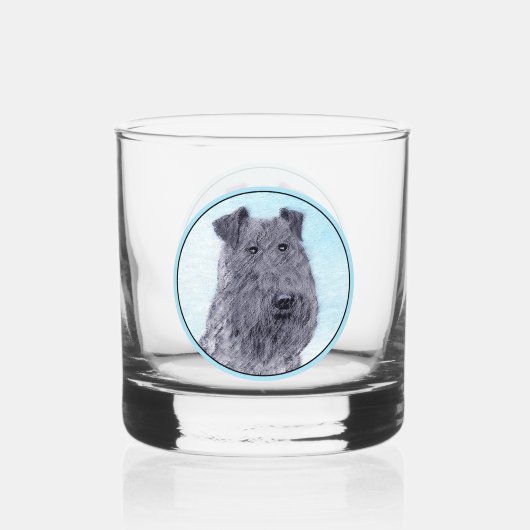 Kerry Blue Terrier Painting Cute Original Dog Art Whisky Glas (Voorkant)