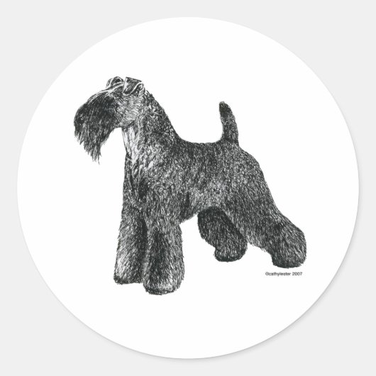 Kerry Blue Terrier Ronde Sticker (Voorkant)