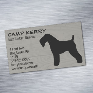 Kerry Blue Terrier Silhouet Houten Korrel Stijl Magnetisch Visitekaartje