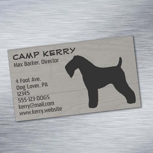Kerry Blue Terrier Silhouet Houten Korrel Stijl Magnetisch Visitekaartje