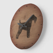 Kerry Blue Terrier Silhouette Rustic Grote Klok (Hoek)