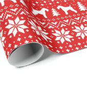 Kerry Blue Terrier Silhouetten Kerstvakantie Cadeaupapier (Rol Hoek)