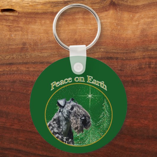 Kerry Blue Terrier Vrede Sleutelhanger (Voorkant)